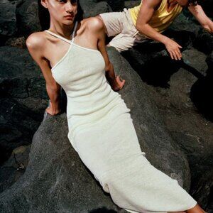VENROY Halter Neck Linen Knit Dress